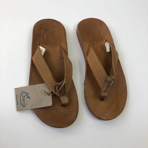 Chaco Classic Leather Flip Flop Thong Men's Size 7 Podiatrist Approved Tan - Picture 7 of 12